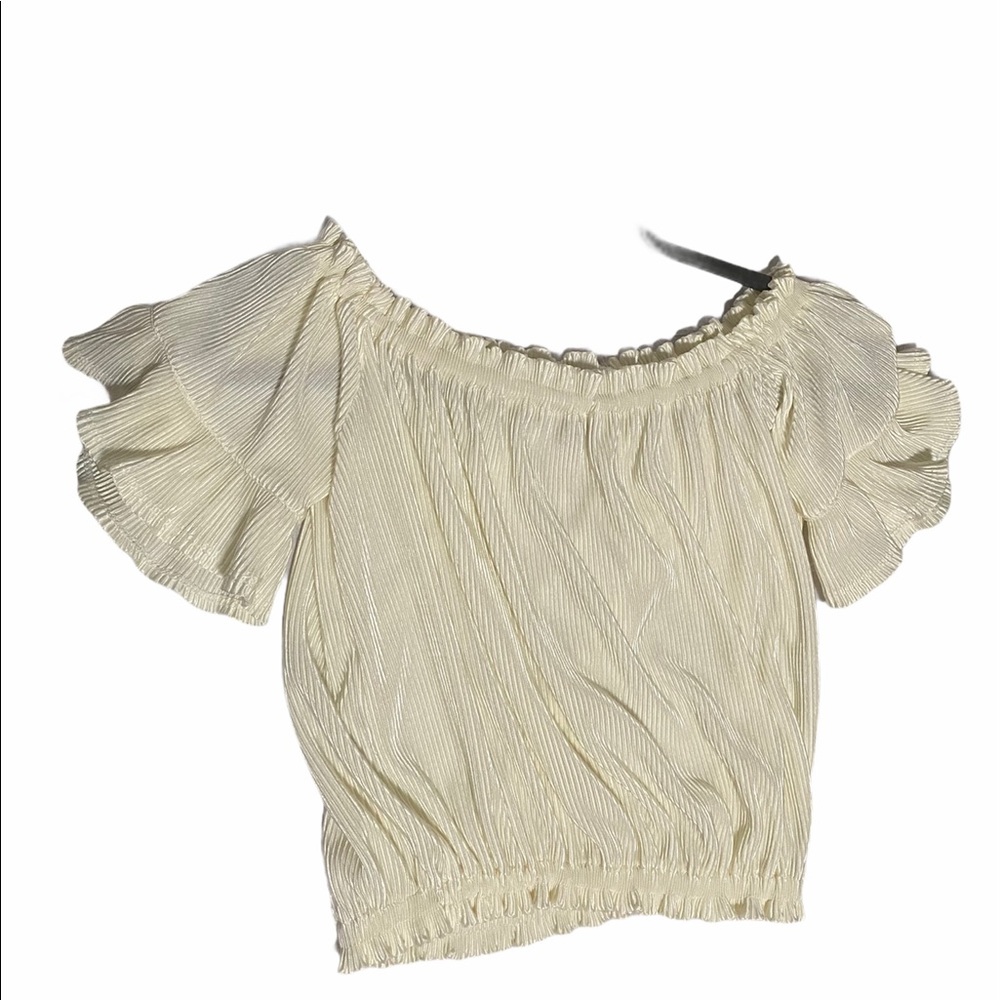 POOF! OFF THE SHOULDER SHINY BLOUSE - Picture 2 of 2